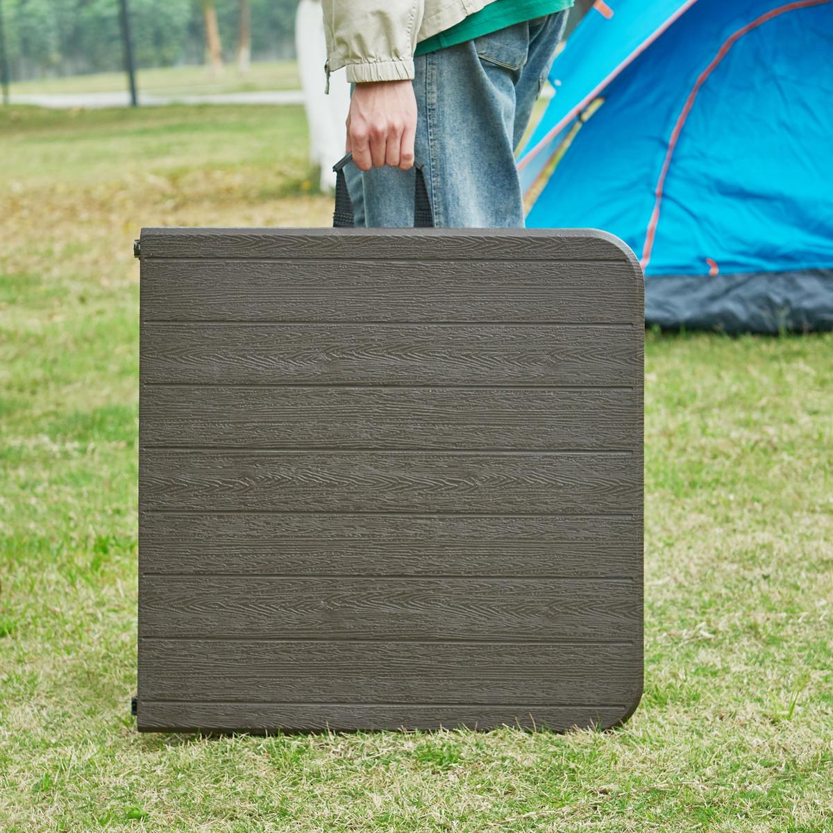 KLAPPTISCH Adelfia - Braun, Kunststoff/Metall (120/60/90cm) - [en.casa]