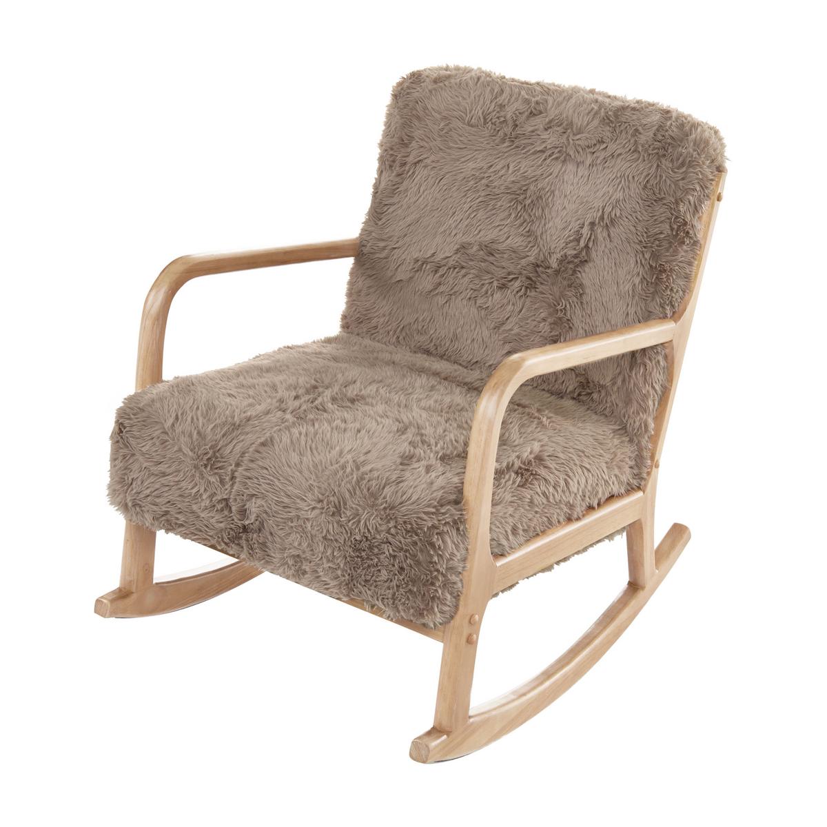SCHAUKELSESSEL Webpelz Taupe Skovde - Taupe/Beige, Textil (66/82/79cm) - Beliani