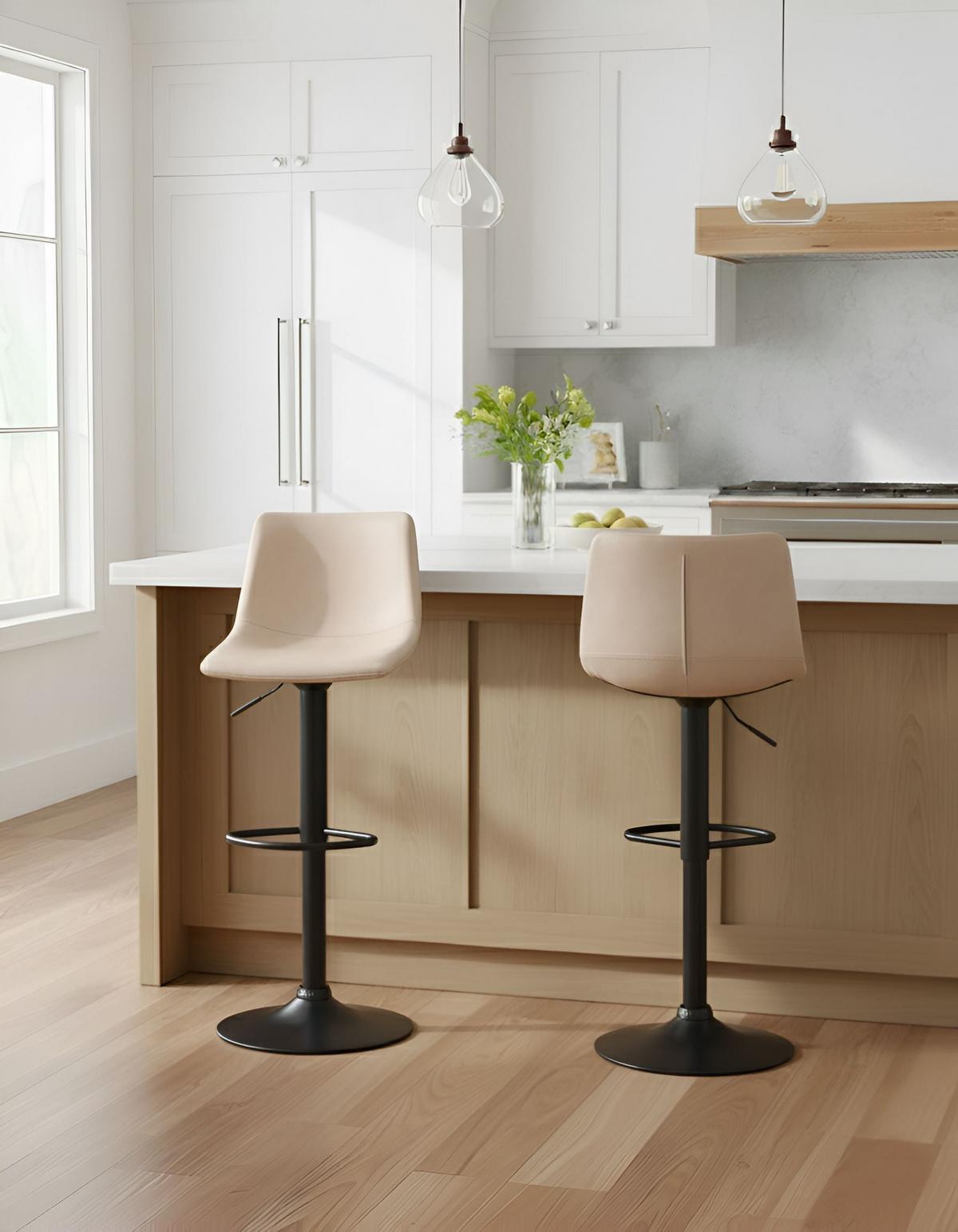 BARHOCKER 2er-Set Hellbeige Lebrija - Beige/Schwarz, Kunststoff (39/98/44cm) - Beliani