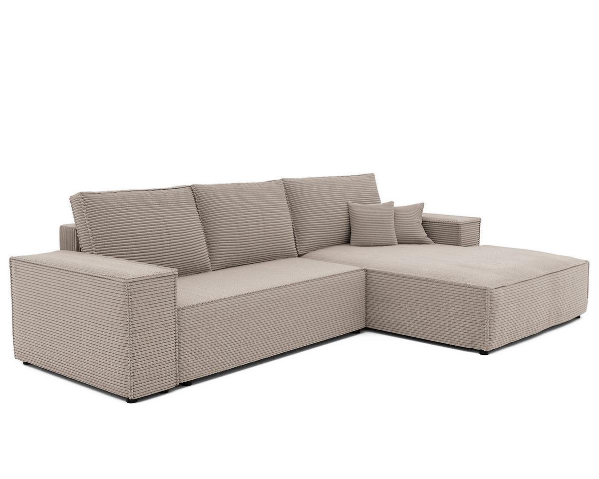 ECKSOFA NOVA Rechts mit Schlaffunktion und Bettkasten Cappuccino - Cappuccino, Kunststoff/Textil (294/185cm) - Idohome