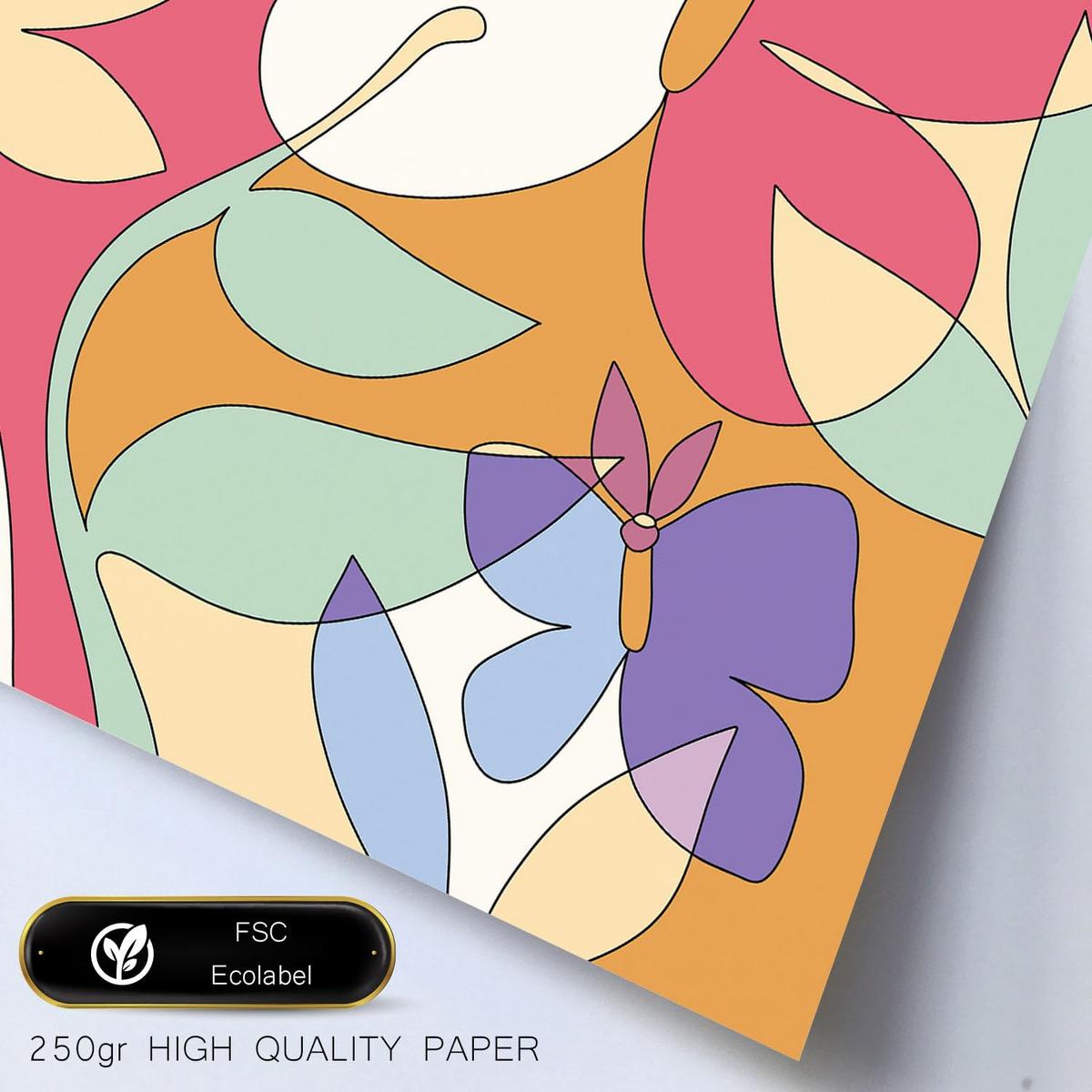 POSTER Set Mit 6 Ethikstile In Blume Zusammenfassung Ästhetische Dekorative Gemälde Für Ihr Wohnzimmer, Schlafzimmer, Zuhause A3 & A4 Schwarzer Rahmen - Schwarz, Papier (29/3cm) - Nacnic