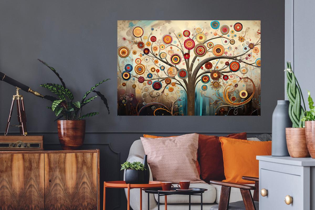 WANDTATTOO Baum - Baum des Lebens - Farbe Wandsticker 120x80 cm - Braun, Kunststoff (120/80/0.1cm) - MuchoWow
