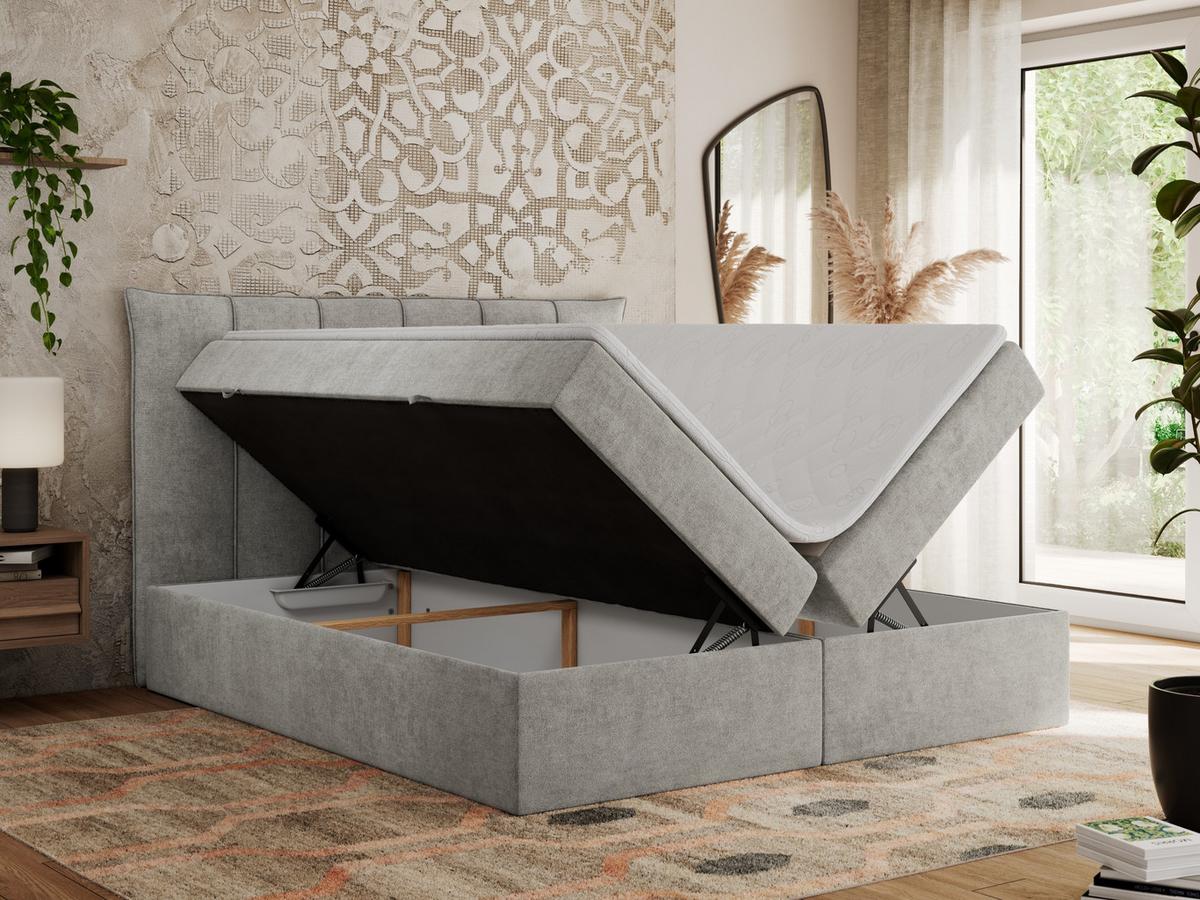 BOXBETT PREMIUM 10 140/200 Hellgrau Struktur - H4 - Hellgrau, Holz/Textil (140/200cm) - MKS