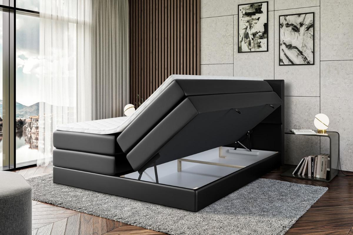 BOXSPRINGBETT ARDENI KING - 140x200 - H3/H4 - Schwarz Hochglanz - Schwarz Hochglanz, Holzwerkstoff (140/200cm)