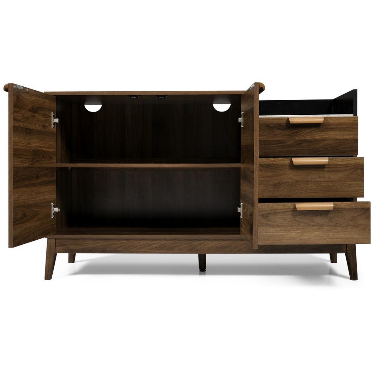 SIDEBOARD in Walnussoptik mit 2 Türen und 3 Schubladen - Braun, Holzwerkstoff (120/77/40cm) - Urban Meuble