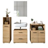 BADMÖBEL-SET 4-teilig in Artisan Eiche, Badkombination 180 x 185 cm, Cover - Schwarz/Eiche Artisan, Glas/Holzwerkstoff (180/185/30cm) - Inn.Furn