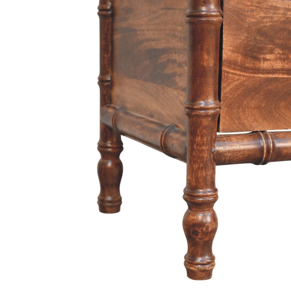 NACHTKASTEN Mit Geröstetem Mandel-Finish, 2 Schubladen, Dunkelbraun - Dunkelbraun/Messingfarben, Holz/Metall (55/58/40cm) - Artisan Furniture