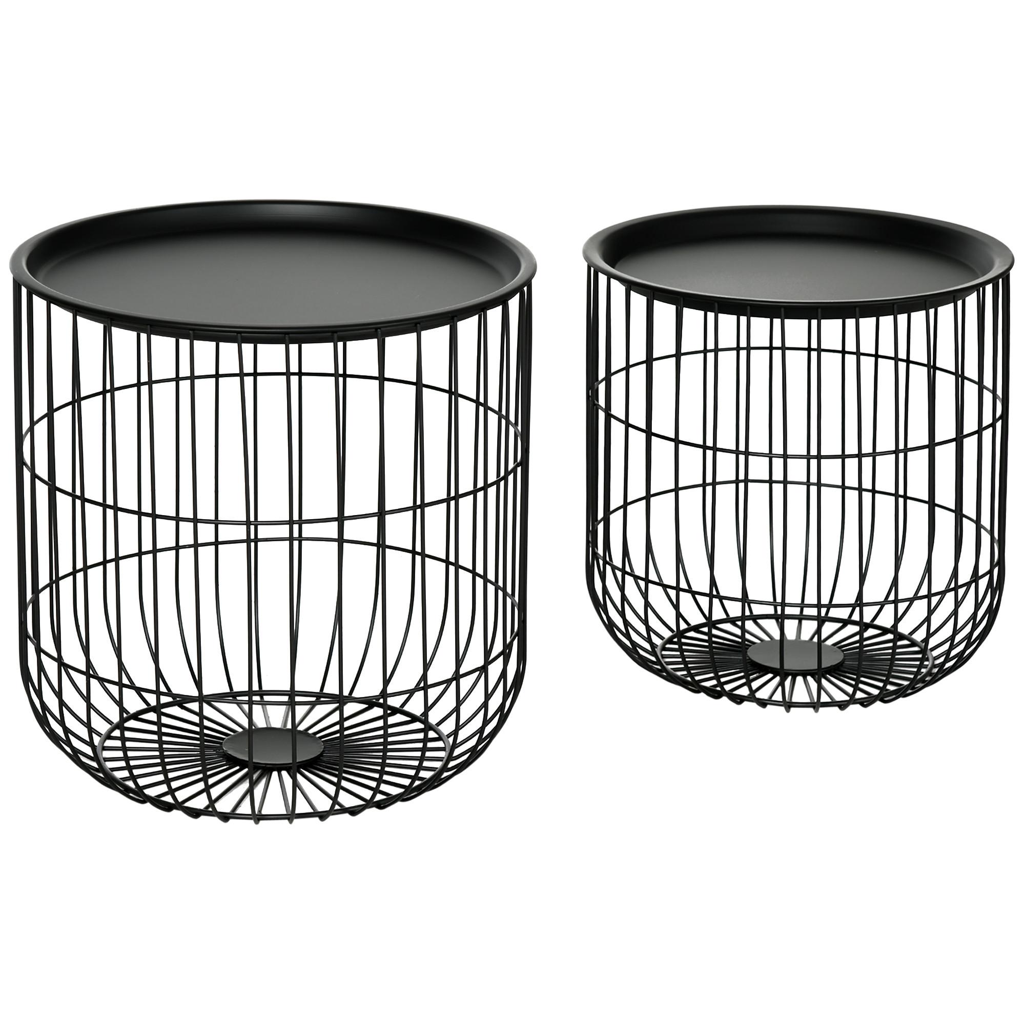 COUCHTISCH-SET rund, Stahl, Schwarz - Schwarz, Metall (40/40/40cm) - HOMCOM