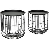 COUCHTISCH-SET rund, Stahl, Schwarz - Schwarz, Metall (40/40/40cm) - HOMCOM