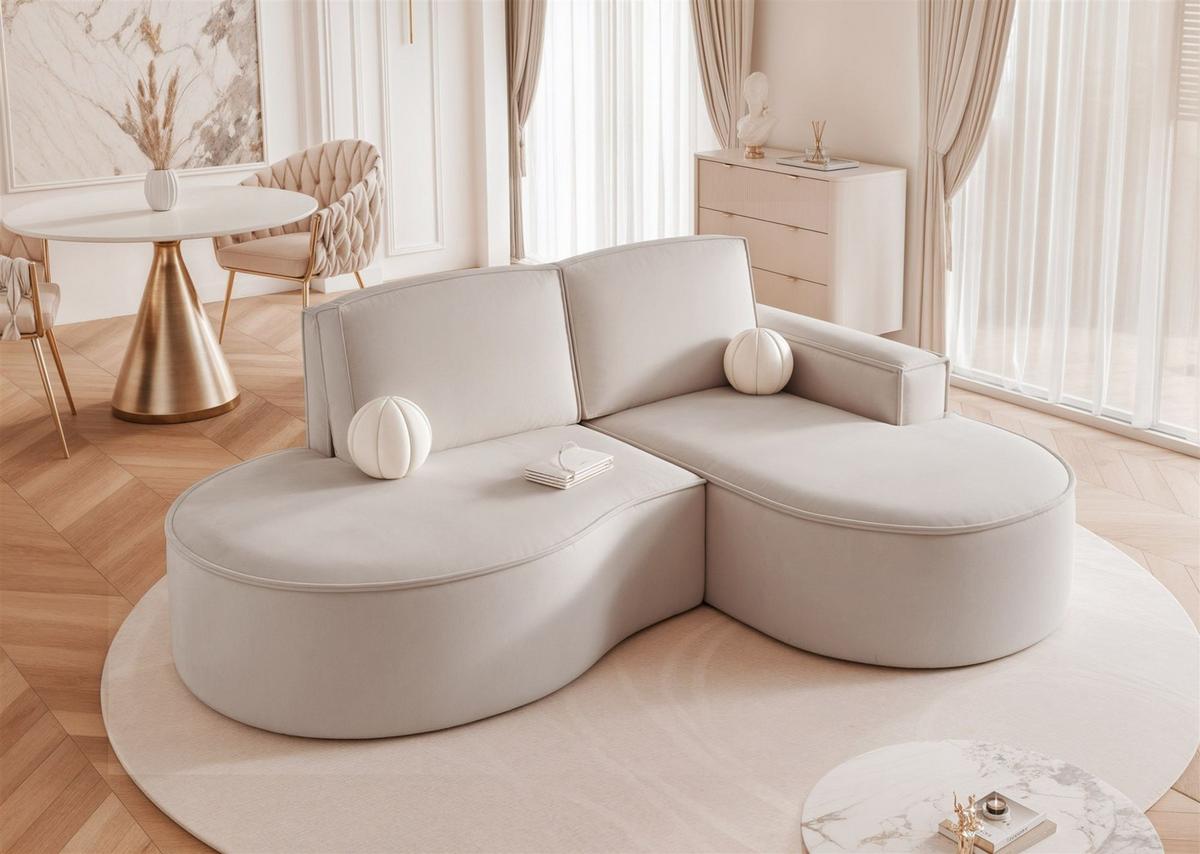 ECKSOFA Arlet In Stoff Riviera - Beige, Holzwerkstoff/Textil (156/277cm) - Fun Möbel
