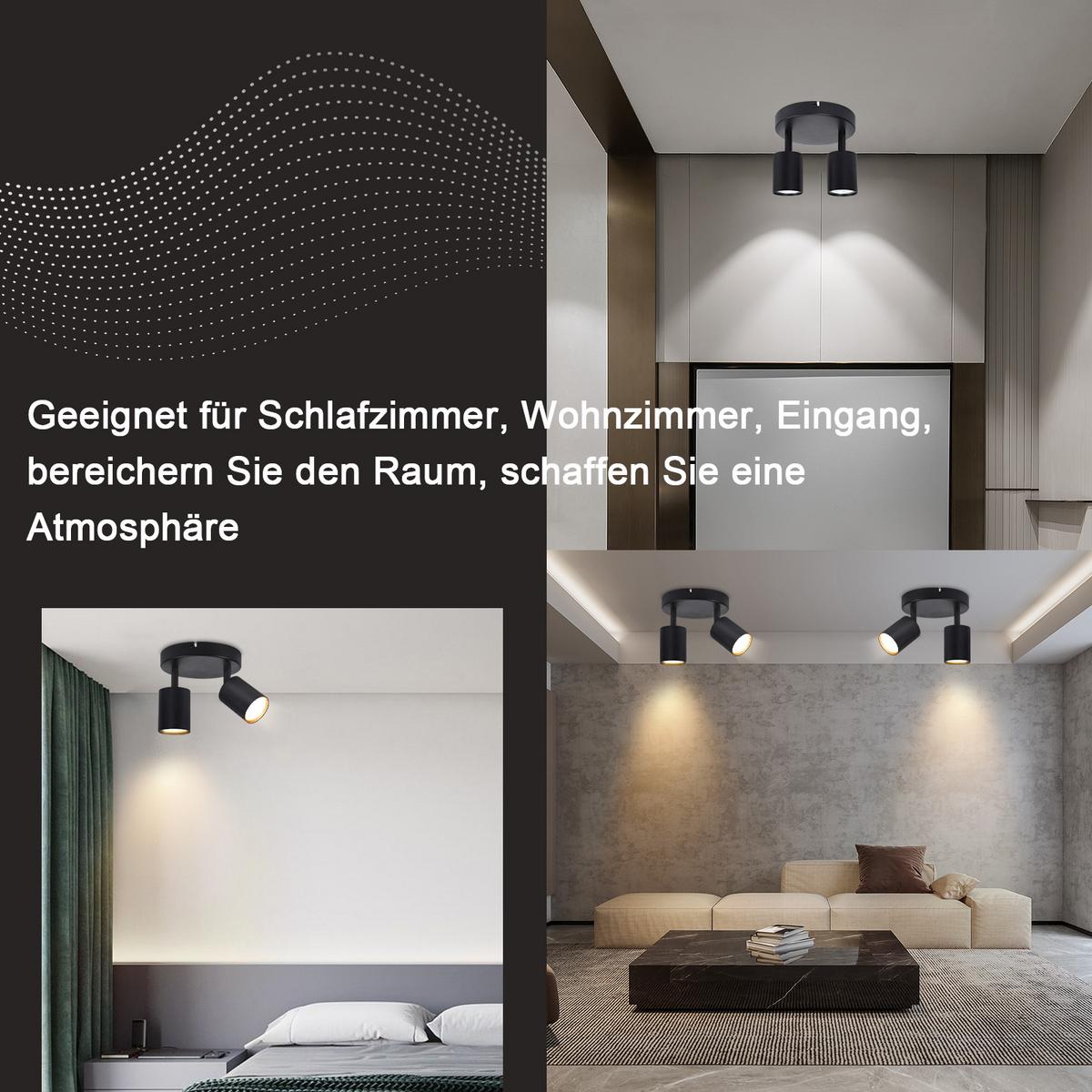 DECKENSTRAHLER Bayreuth 2-flammig 15/15/14.4 cm - Schwarz, Metall (15/15/14.4cm) - Nettlife