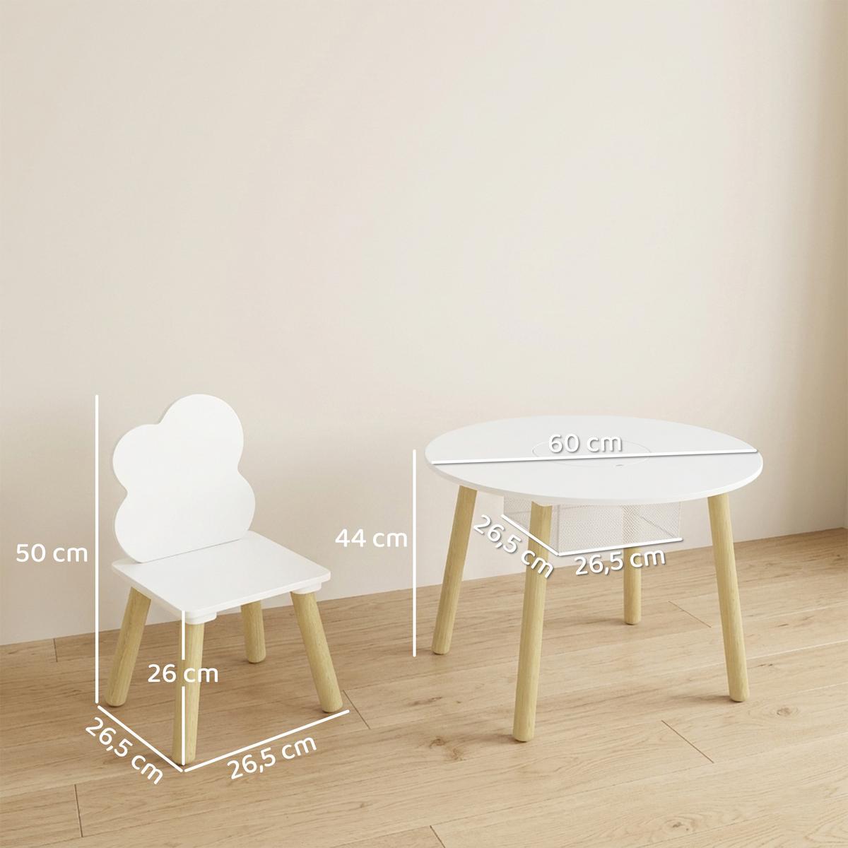 KINDERTISCH-UND-STUHLSET MDF Kiefernholz Weiß - Weiß/Kieferfarben, Holz (60/44/60cm) - AIYAPLAY