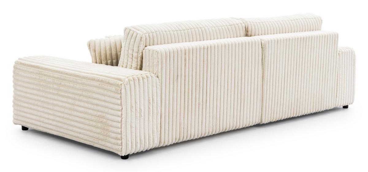 ECKSOFA Mollis Hellbeige Plüschcord - Ottomane Links - Beige/Schwarz, Holz/Kunststoff (255/168cm) - S-Style Möbel