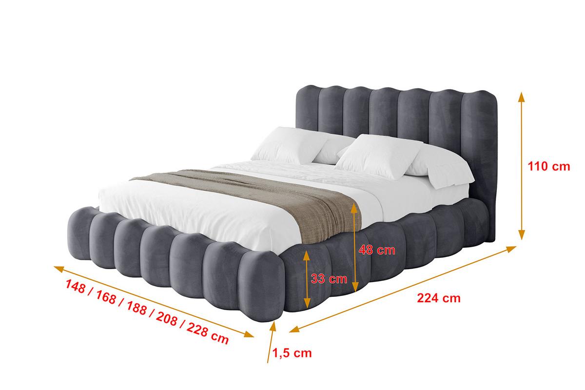 POLSTERBETT mit Bettkasten und Lattenrost, Boxbett ohne Matratze - SORA 180x200 Dunkelgrau - Dunkelgrau, Holzwerkstoff/Textil (180/200cm) - ALTDECOR