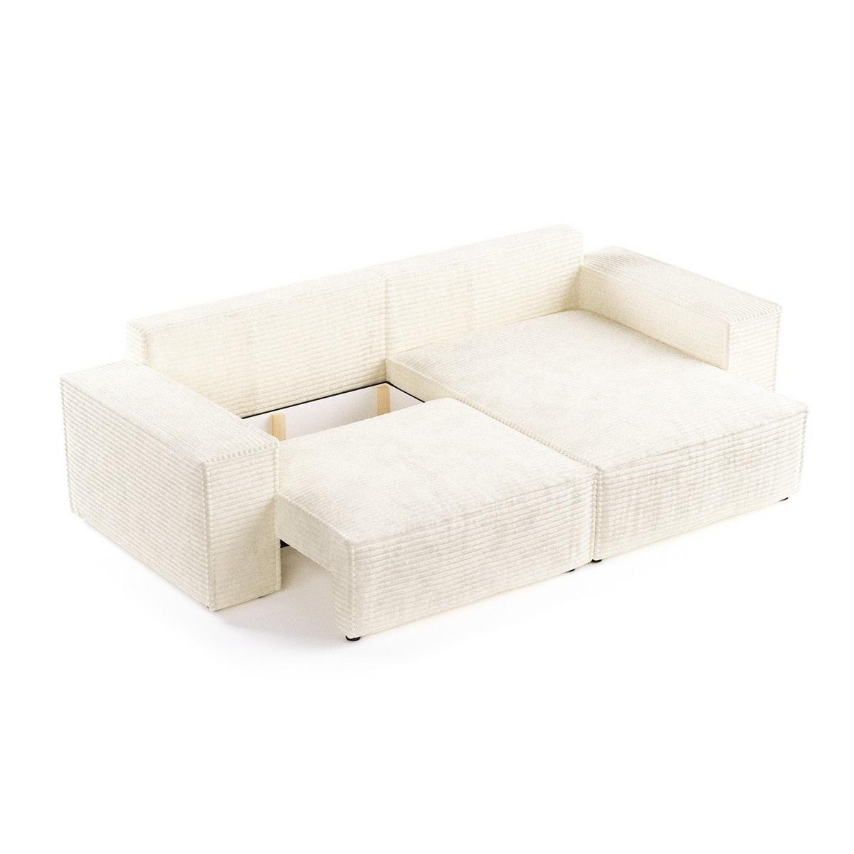 ECKSOFA SENSO mit Schlaffunktion Creme im Tilia Stoff - Creme/Schwarz, Holz/Holzwerkstoff (255/148cm) - AltaBeds