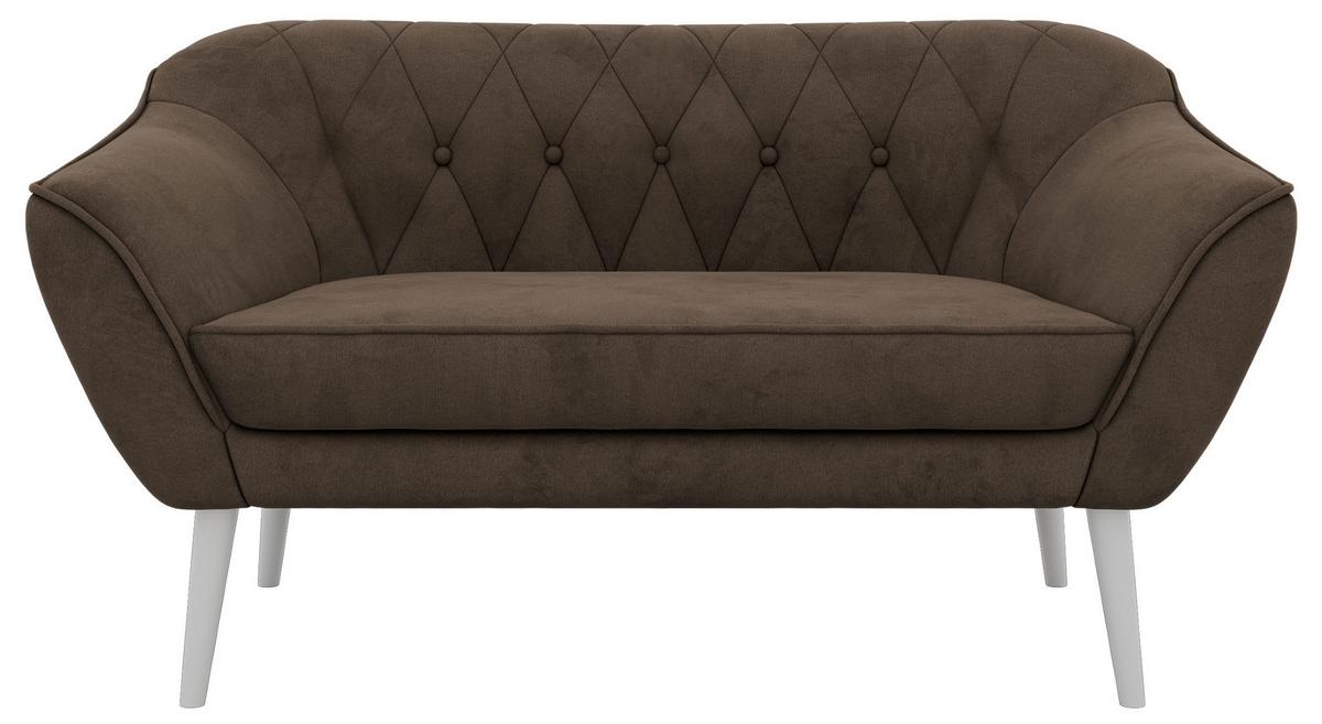 2-SITZER-SOFA PIRS - Braun Velvet - Weiße Beine - Dunkelbraun/Braun, Holzwerkstoff/Textil (140/75/74cm) - MKS