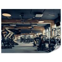 FOTOTAPETE Modernes Fitnessstudio Trainingsgeräte Sport 200x140 - Schwarz/Braun, Papier (200/140cm) - Muralo