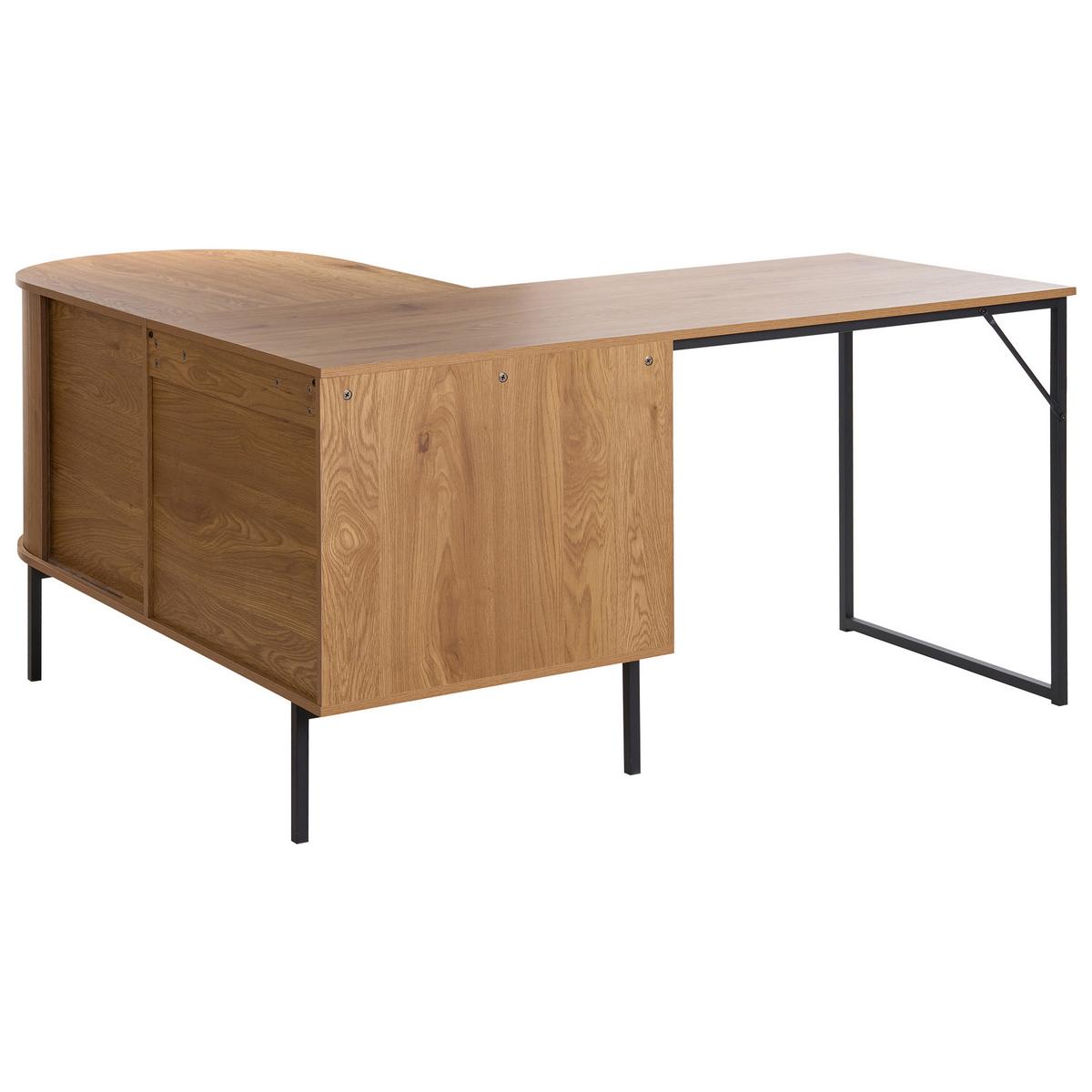 ECKSCHREIBTISCH 140/140 cm Hellbraun Solari - Hellbraun/Schwarz, Holzwerkstoff/Metall (140/140/72cm) - Beliani