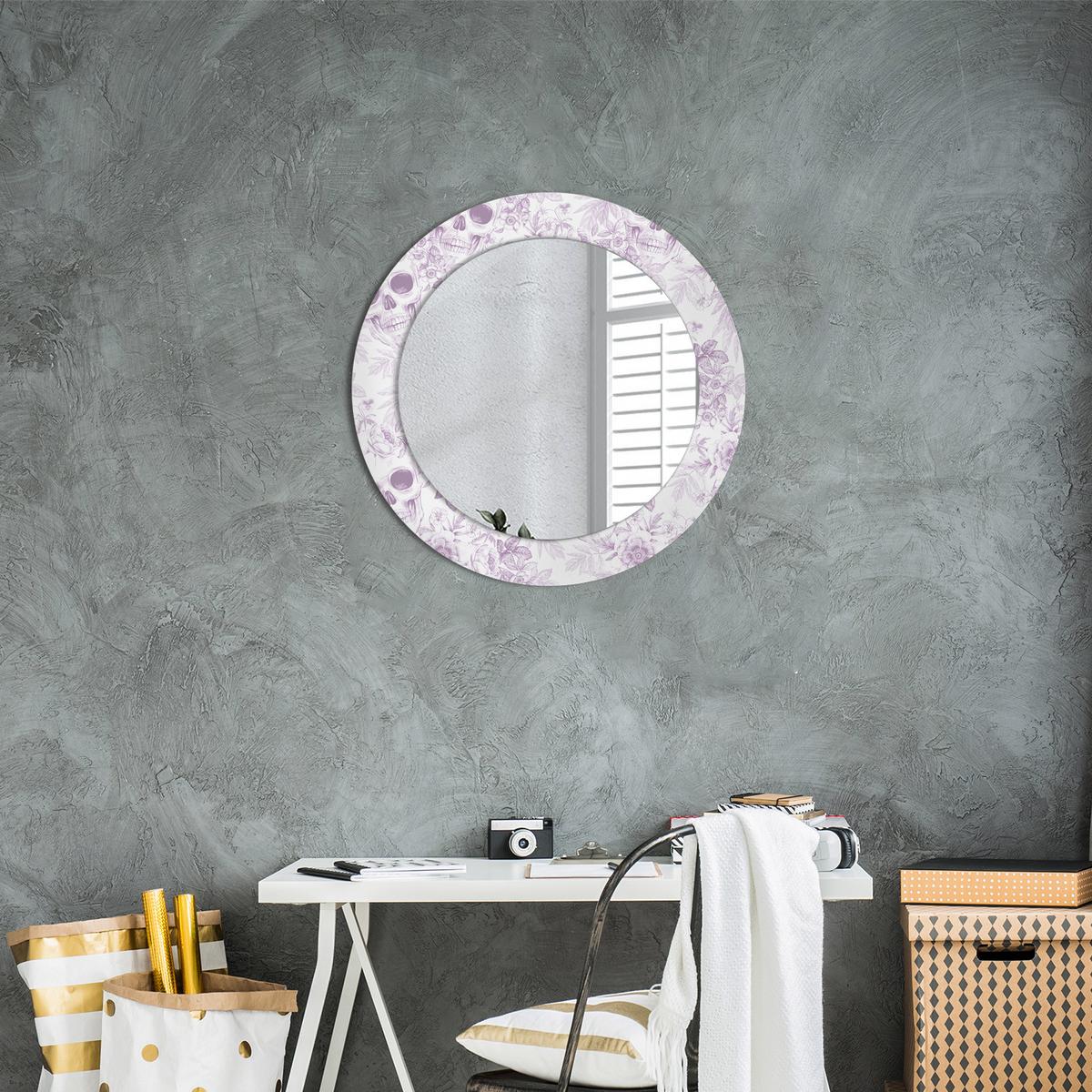 SPIEGEL Rund Ø 60 cm mit Aufdruck - Violett, Glas (60/60/0.4cm) - Wallfluent