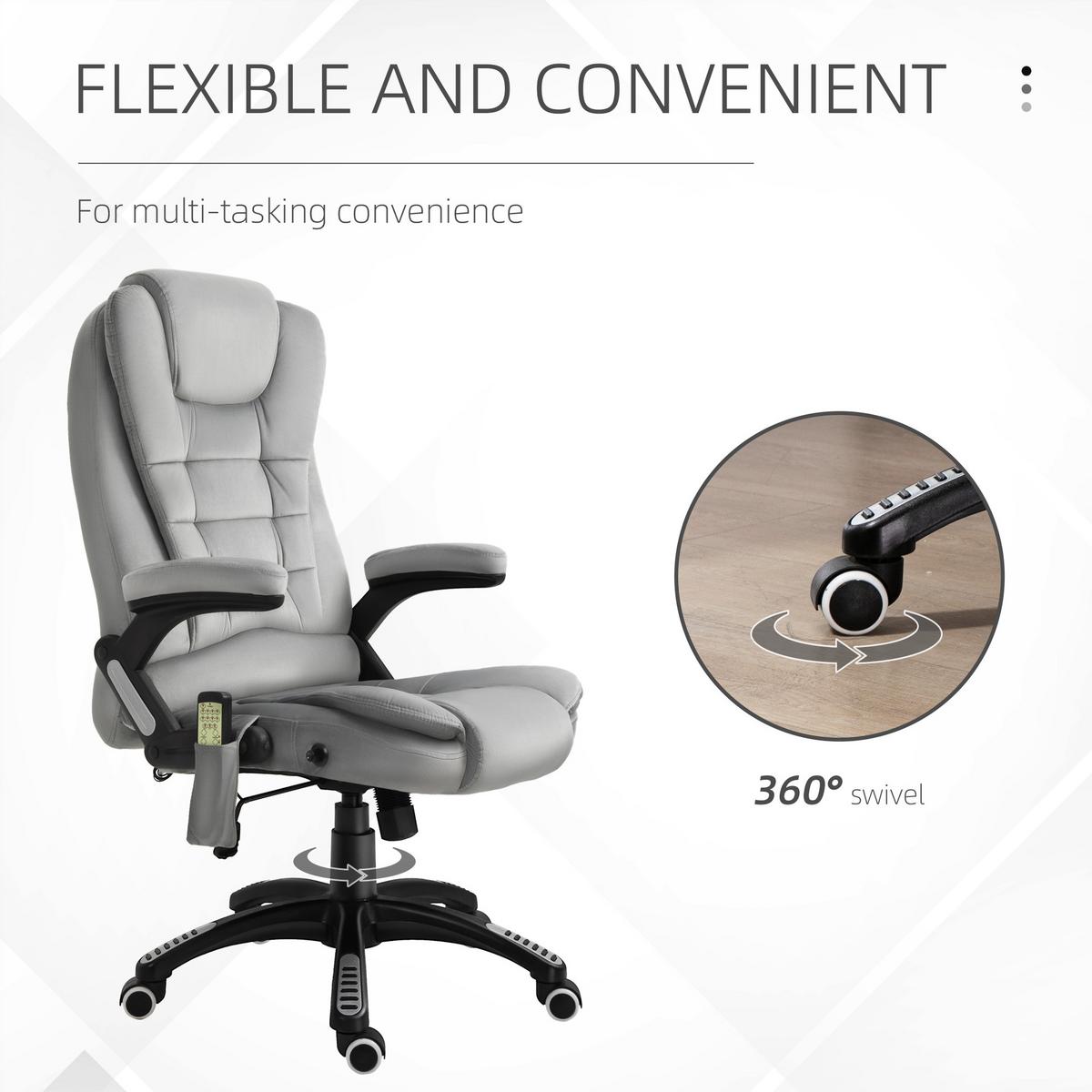 MASSAGE Sessel höhenverstellbarer Bürostuhl mit Massagefunktion Relaxsessel Grau - Schwarz/Grau, Kunststoff/Textil (74/116/67cm) - Vinsetto