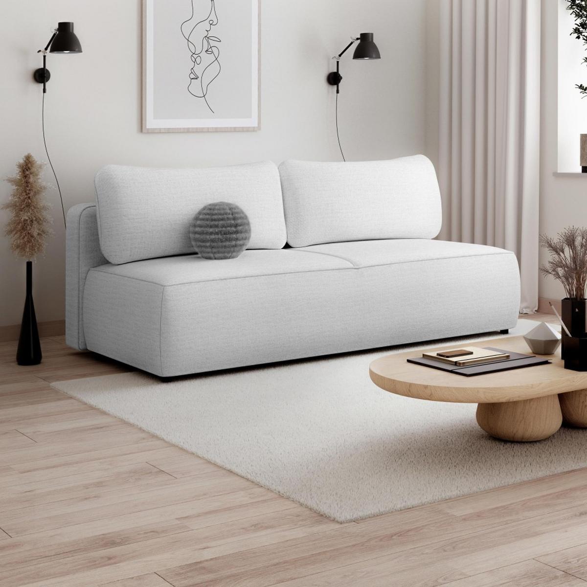 SCHLAFSOFA Darling 2-Sitzer, mit Bettkasten, Hellgrau - Hellgrau, Textil (210/92/100cm) - Beautysofa