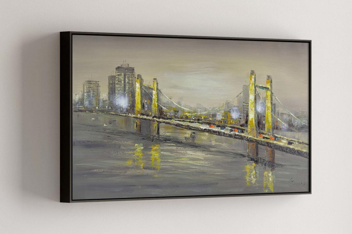 ACRYLBILD HANDGEMALT 100/50 cm - Grau, Holz/Textil (100/50cm) - KUNSTLOFT