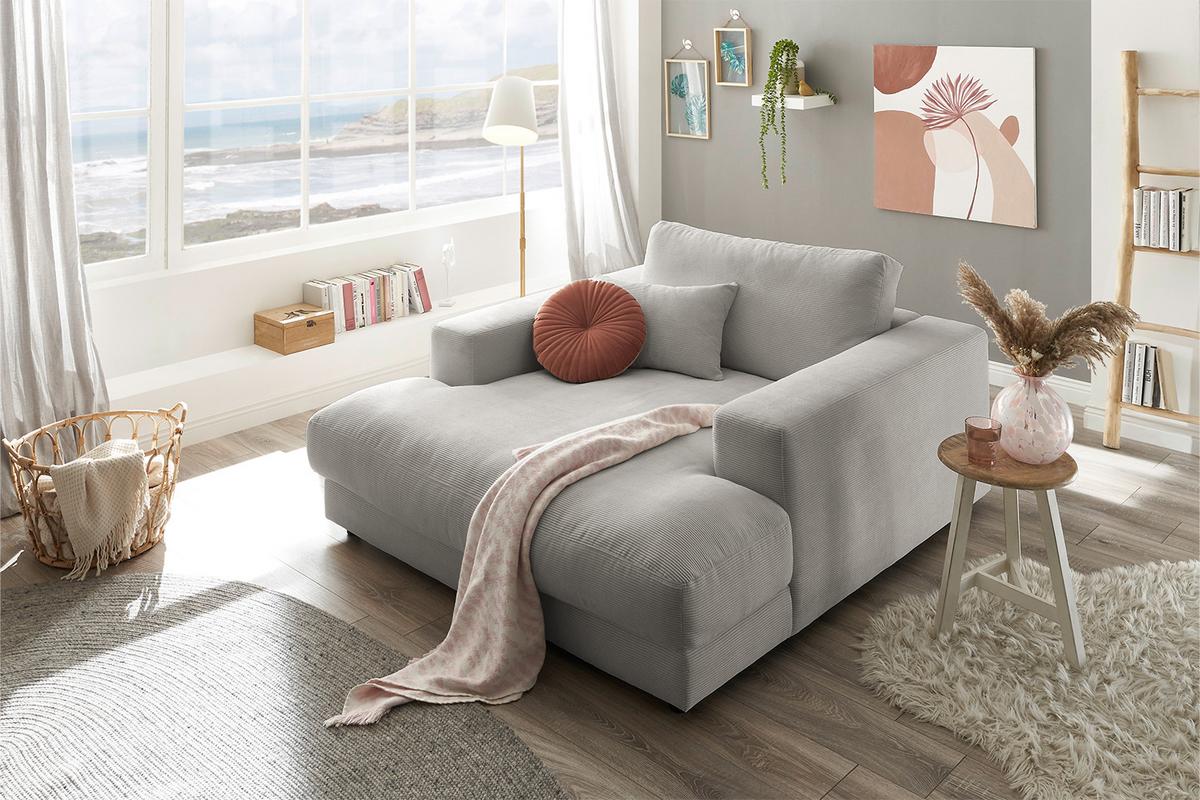 LONGSEAT MADELINE Grau Cord - Schwarz/Grau, Kunststoff/Textil (150/86/170cm) - KAWOLA