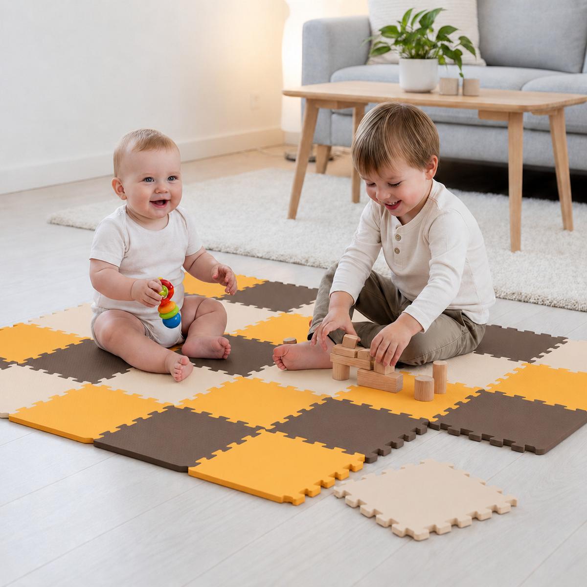 SPIELMATTE ab Null - 270/90 cm Puzzlematte Beige - Multicolor, Kunststoff (30/30cm) - Littletom