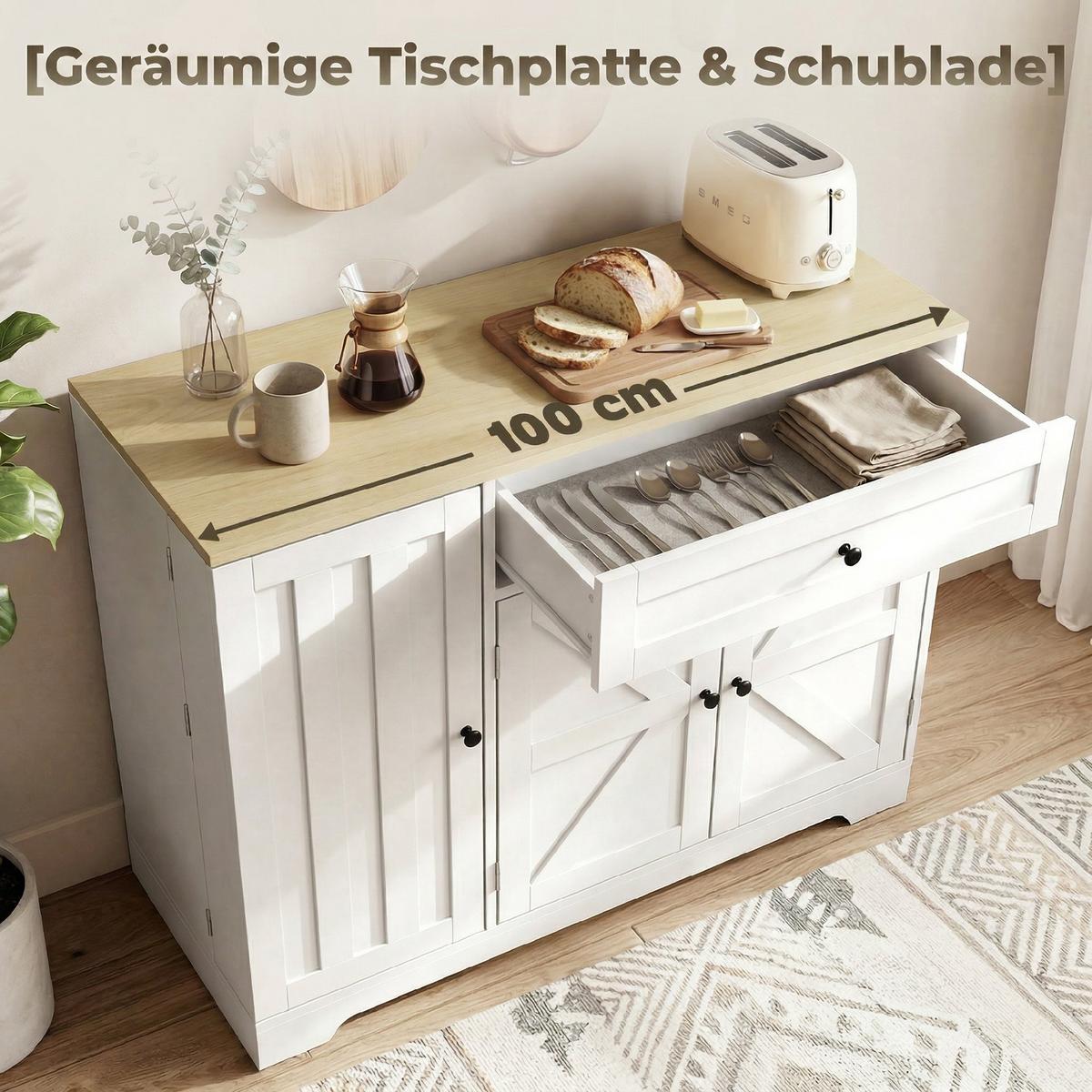 SIDEBOARD MDF Weiß - Schwarz/Weiß, Holzwerkstoff/Metall (40/81/100cm) - HOMCOM