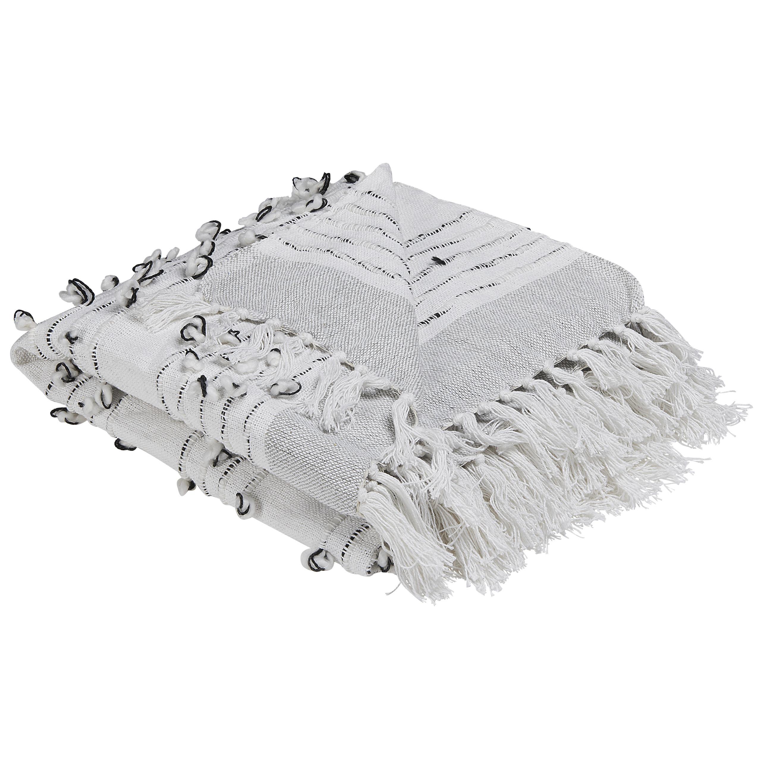 DECKE Hellgrau Yamalak 150/130 cm - Hellgrau, Textil (130/150cm) - Beliani