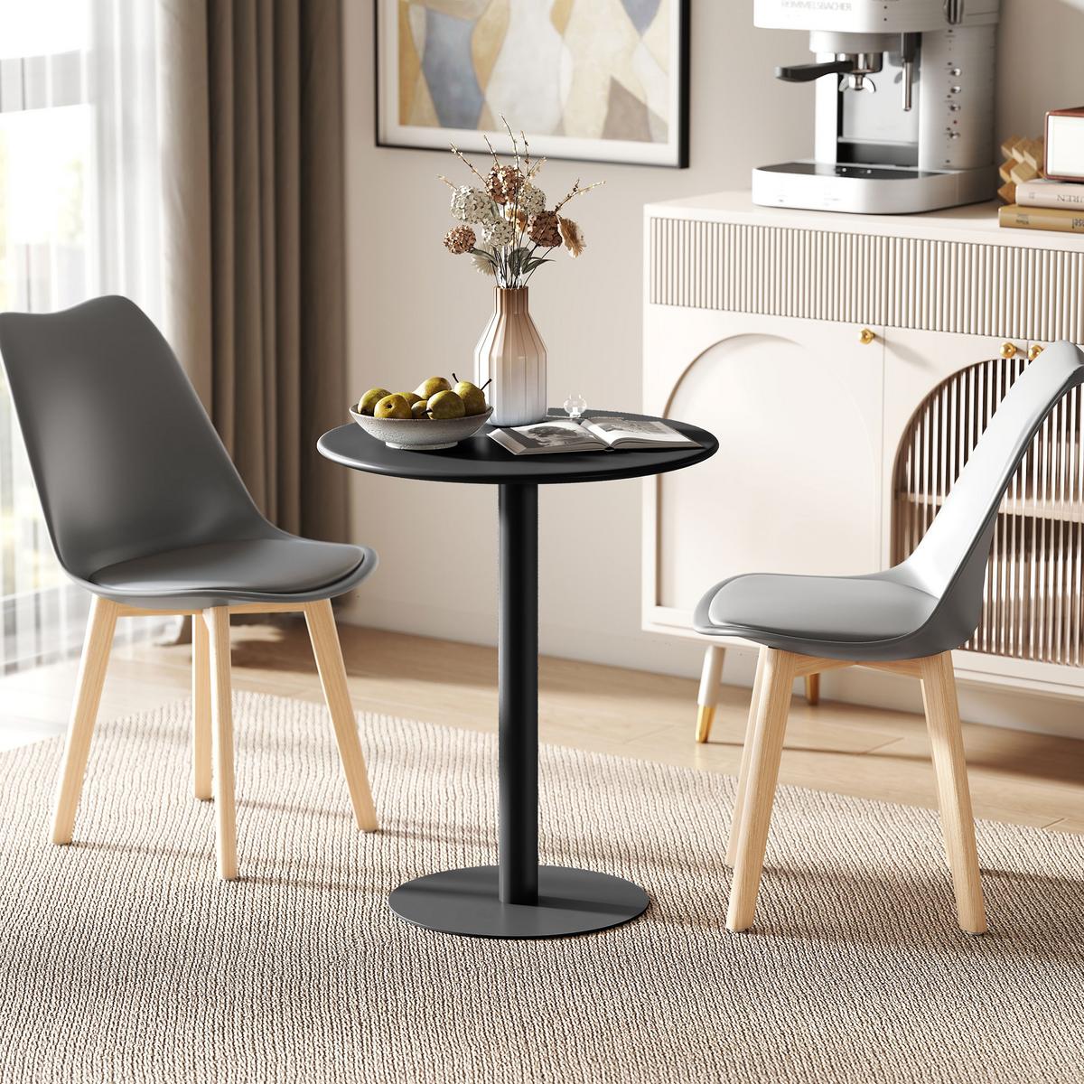 ESSTISCH, Runder Küchentisch für 2 Personen, Moderner Esszimmertisch, Schwarz - Schwarz, Metall (60/60/72cm) - HOMCOM