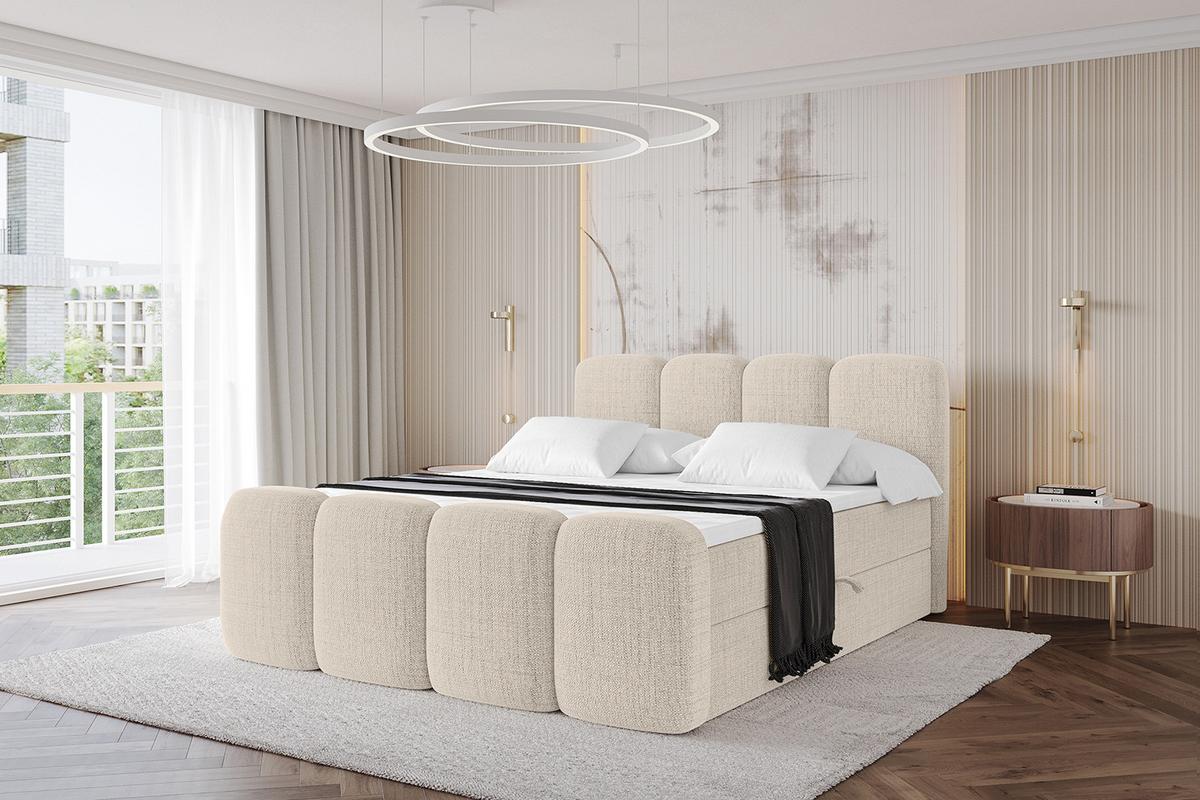BOXBETT mit Matratze H4 und Lattenrost - NINA-Z - 120x200 cm - Beige - Beige, Holzwerkstoff (120/200cm)