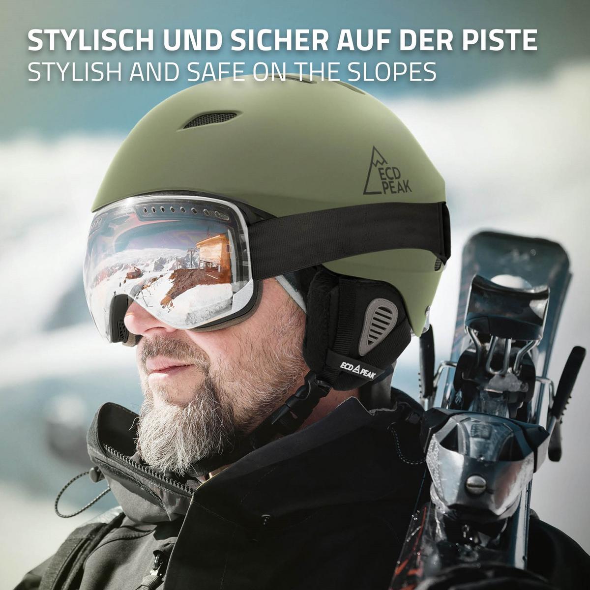SKIHELM für Herren und Damen Snowboardhelm robust Grün M 55-58 cm - Grün, Kunststoff (29/23cm) - ECD-Germany
