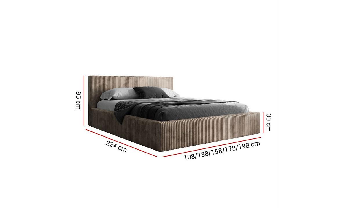POLSTERBETT TILIA 180x200 cm Tilia 17, 34 Holzlatten, Kopfteil 95 cm - Braun, Textil (180/200cm) - Lookway