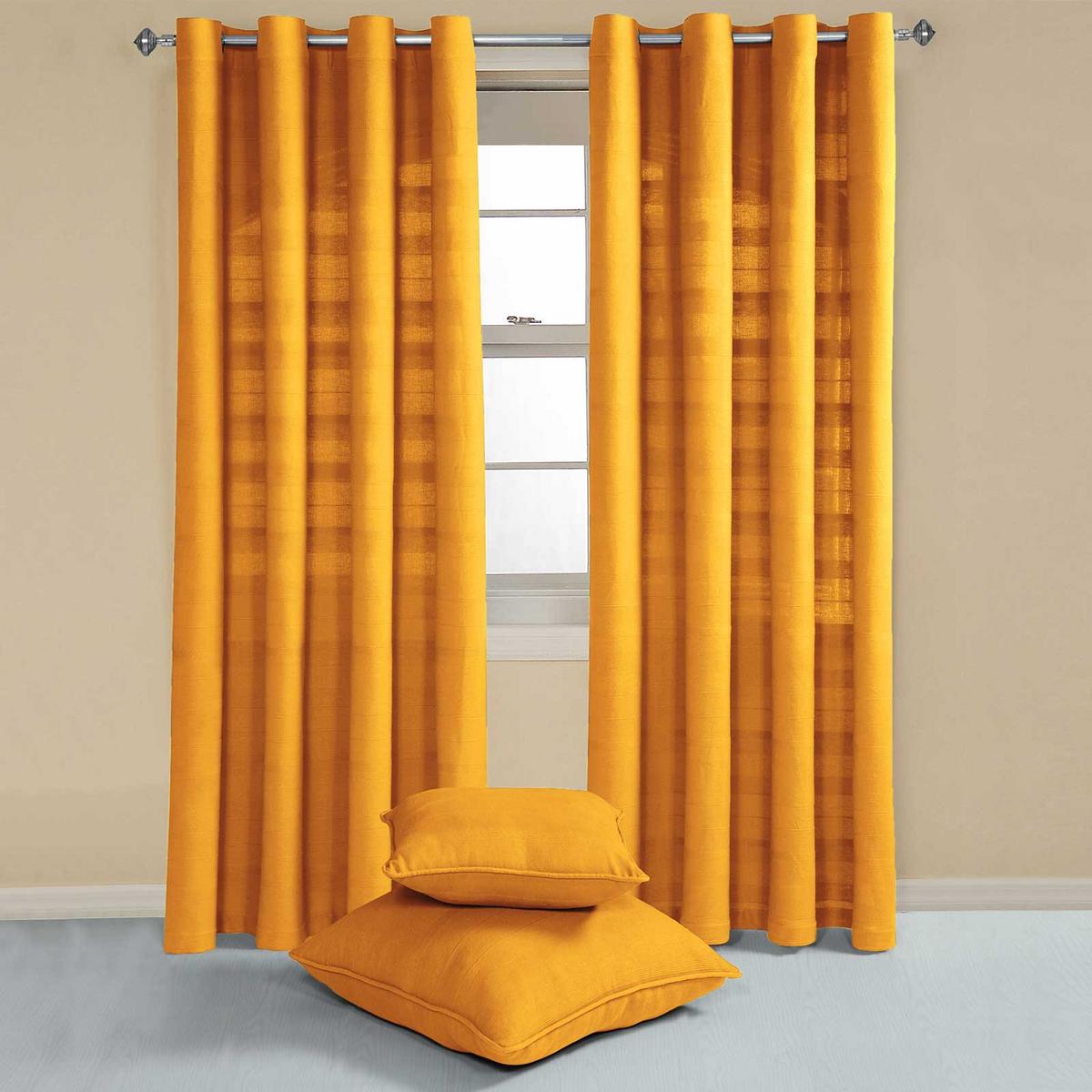 ÖSENVORHANG Rajput blickdicht 2er-Set, 167/228 cm - Currygelb, Textil (167/228cm) - Homescapes