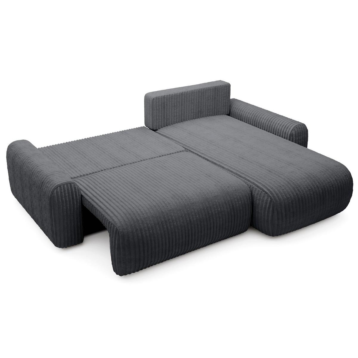 ECKSOFA Lelu Dunkelgrau beidseitig - Dunkelgrau/Schwarz, Kunststoff/Textil (245/165cm) - Selsey