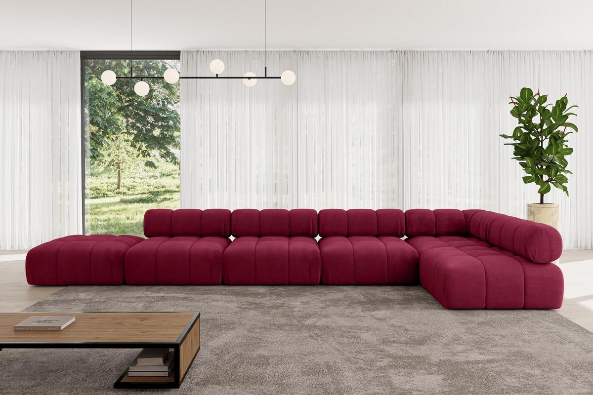 ECKSOFA modulares Sofa Favio-L3 - 475x190x70 cm Bordeauxrot Velours - Bordeaux, Holzwerkstoff/Textil (475/190cm) - ALTDECOR