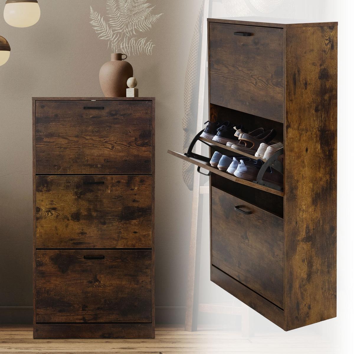 SCHUHSCHRANK - Dunkelbraun, Holzwerkstoff (24/120.5/60cm) - ML-DESIGN