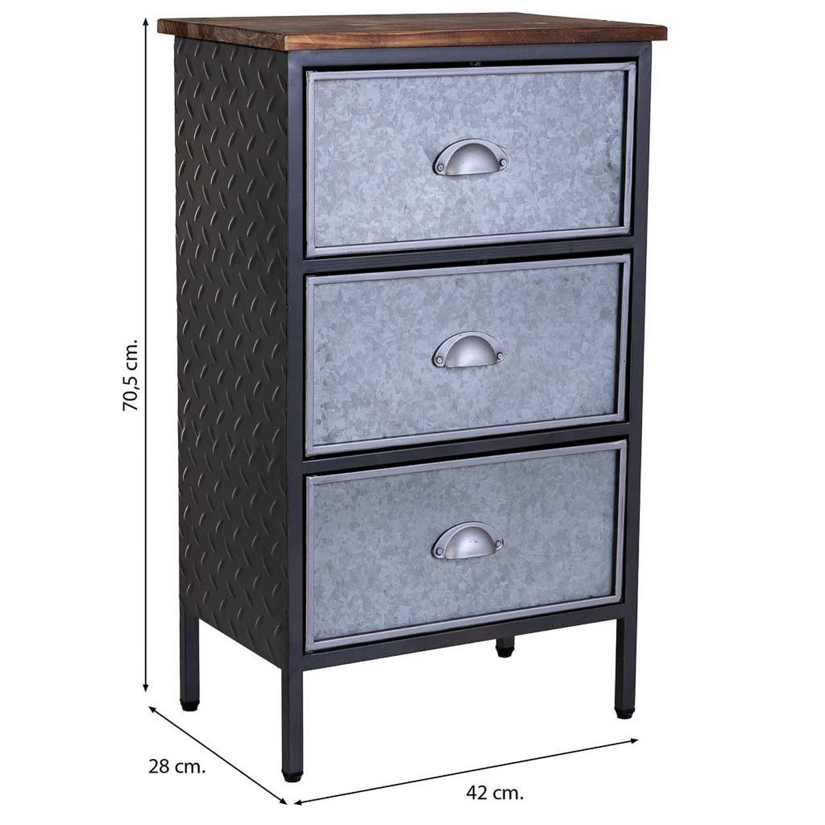 NACHTTISCH, 42x28x71cm - Schwarz, Metall (42/70/28cm) - Wanderlust