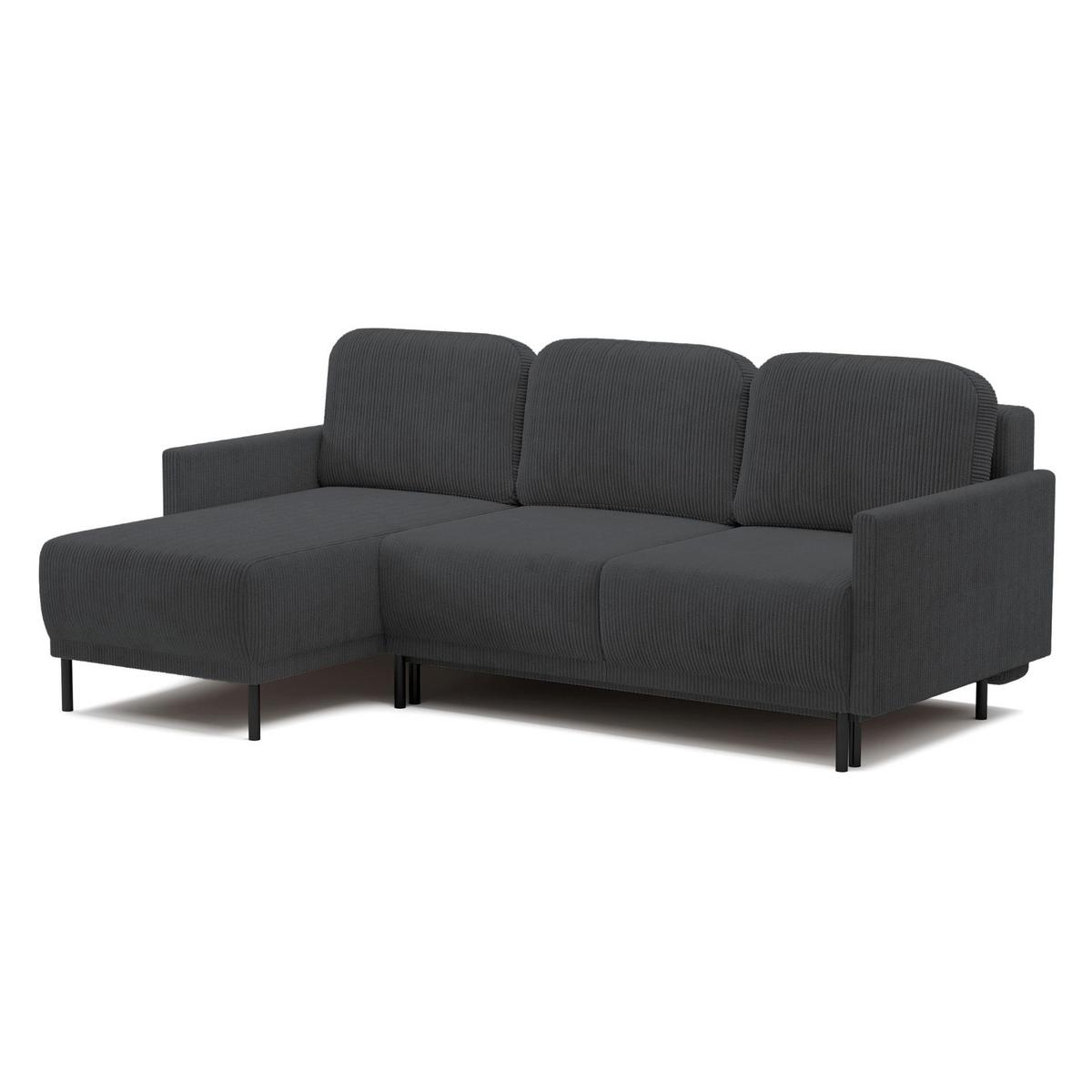 ECKSOFA Hamiel Blaugrau Cord - Blaugrau/Hellgrau, Textil/Metall (212/142cm) - Selsey