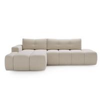 ECKSOFA Montero Bouclé-Stoff Creme Links - Creme, Holz/Textil (280/177cm) - Graingold