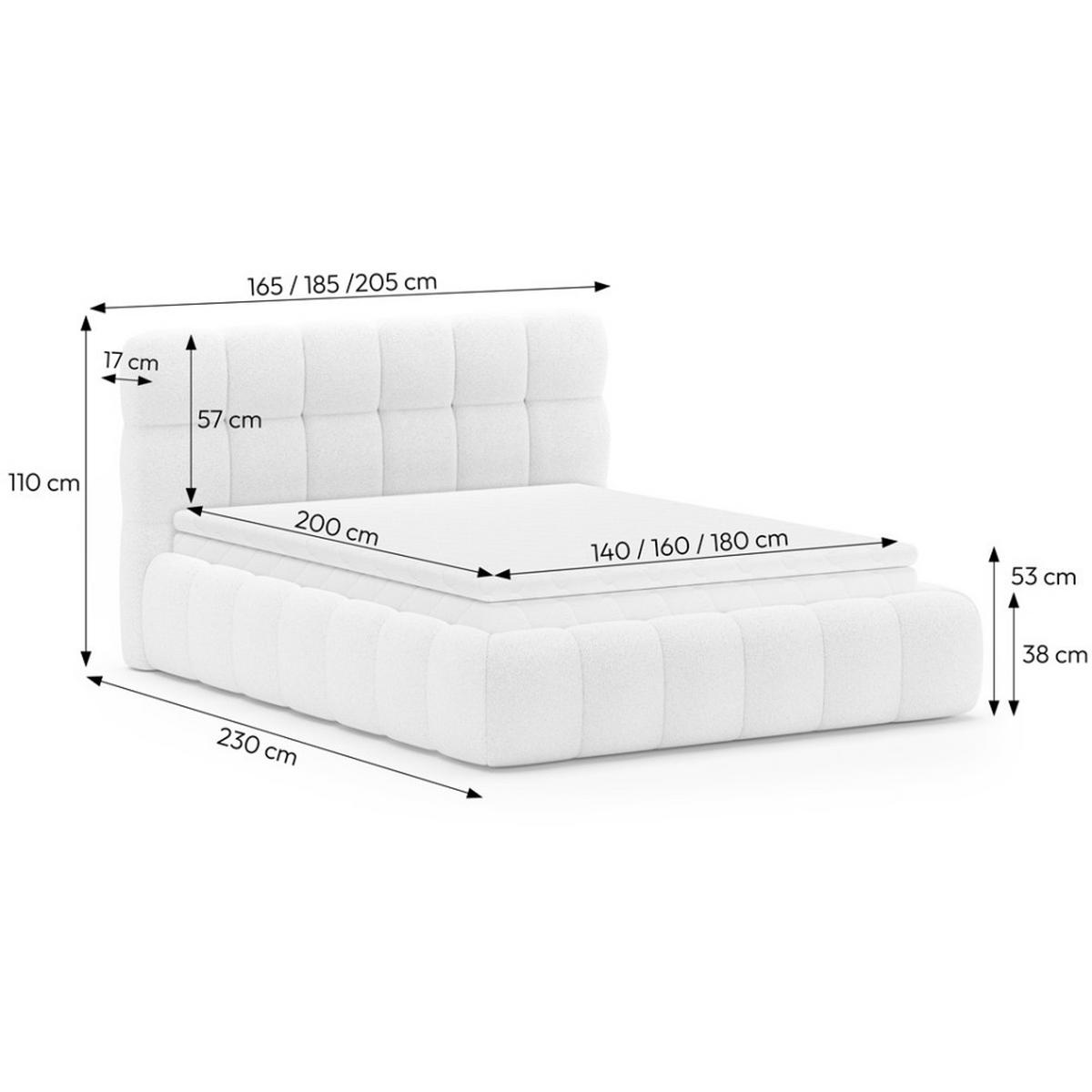 POLSTERBETT Cleo mit Matratze und Topper, 140x200 cm, Hellgrau - Hellgrau, Textil (140/200cm) - Beautysofa