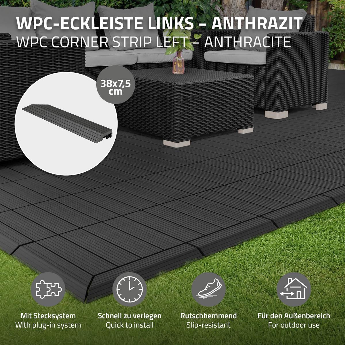 ABSCHLUSSLEISTE WPC Ecke links Anthrazit - Anthrazit, Holzwerkstoff (38/2/7.5cm) - ML-DESIGN