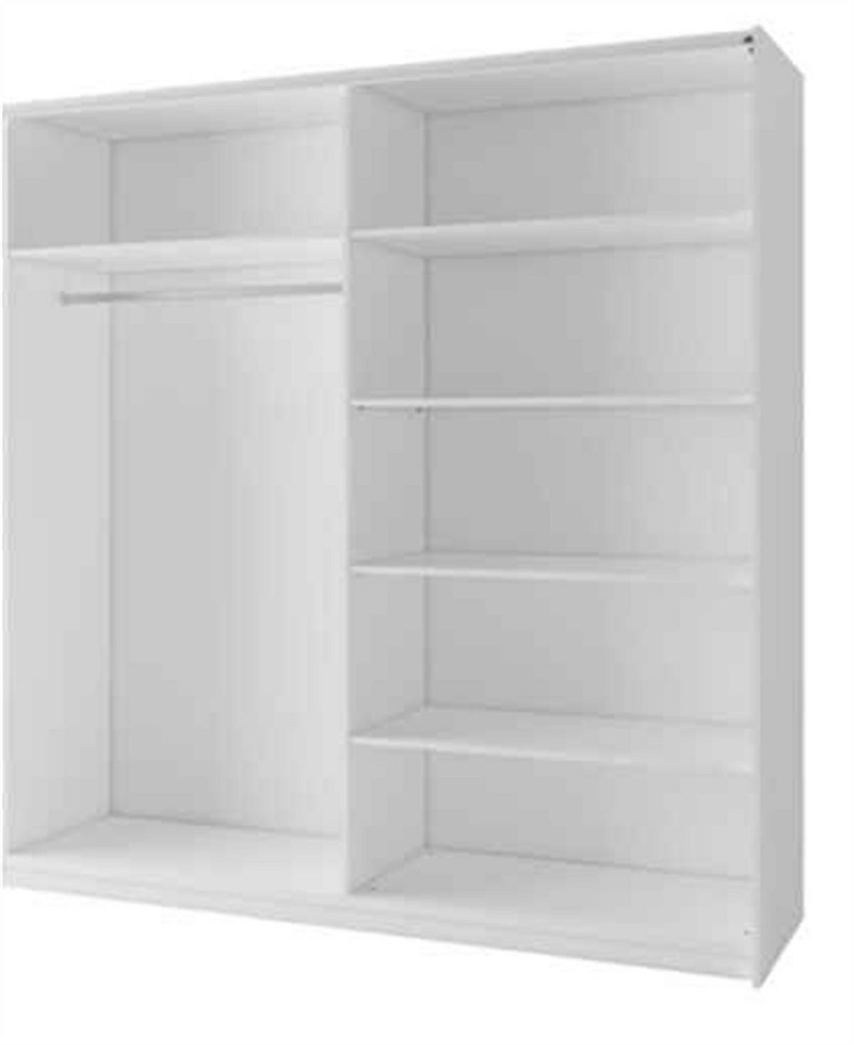 SCHWEBETÜRENSCHRANK BELDEN 150,6/207/55,3cm 2-türig mit Spiegel Weiß - Weiß, Holzwerkstoff (150.6/207/55.3cm) - MASSENO