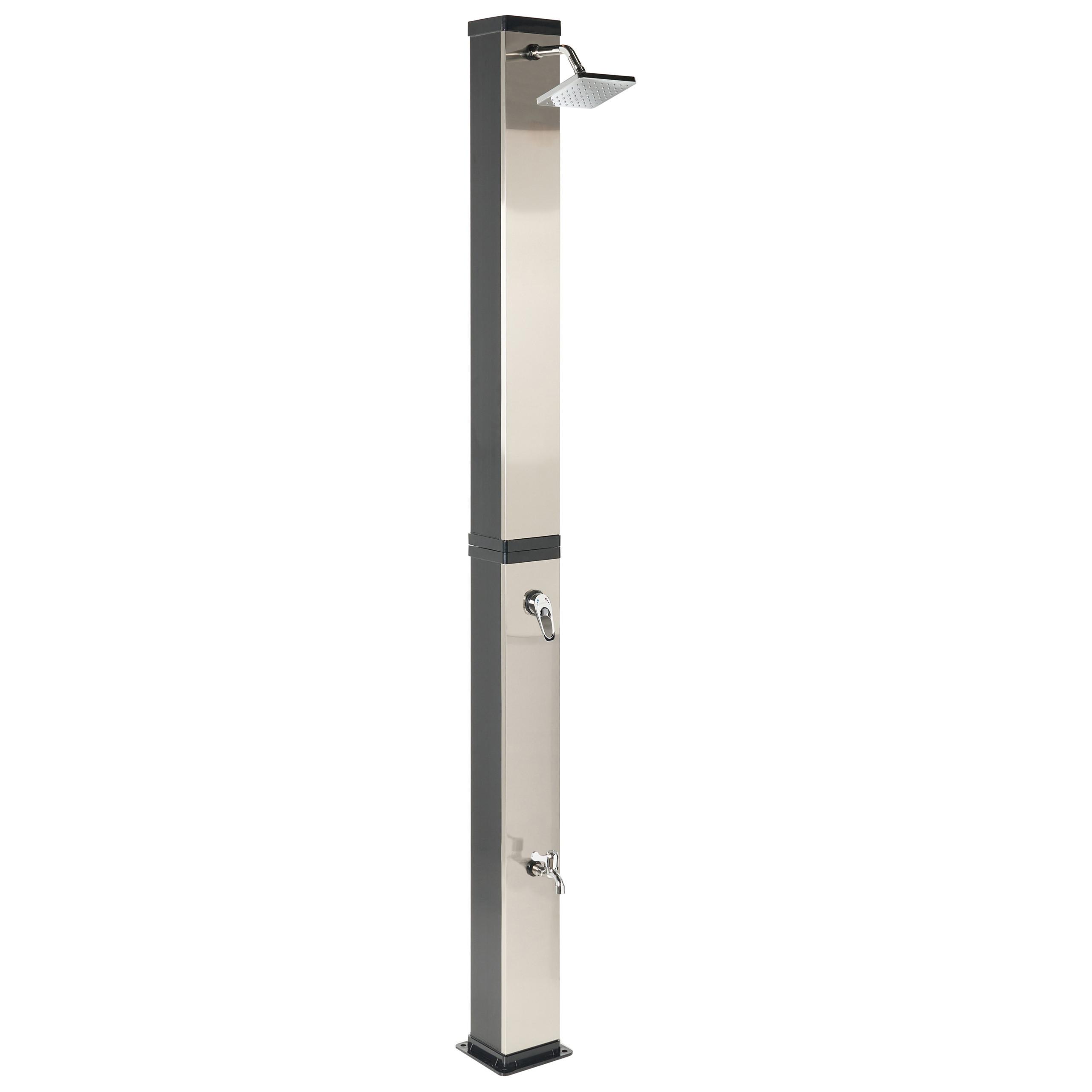FREISTEHENDE solarbetriebene Gartendusche Schwarz Buenos - Silberfarben/Schwarz, Kunststoff (19/217/19cm) - Beliani