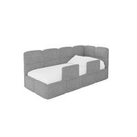 EINZELLBETT Jugendbett mit Bettkasten, Links - KIVY 90x200 Grau - Hellgrau, Holzwerkstoff/Textil (90/200cm) - ALTDECOR