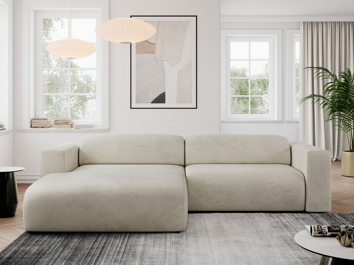OFERTA WYCOFANA ECKSOFA PASADENA Beige Velvet Links Seite - Beige/Schwarz, Kunststoff/Textil (180/288cm) - MKS