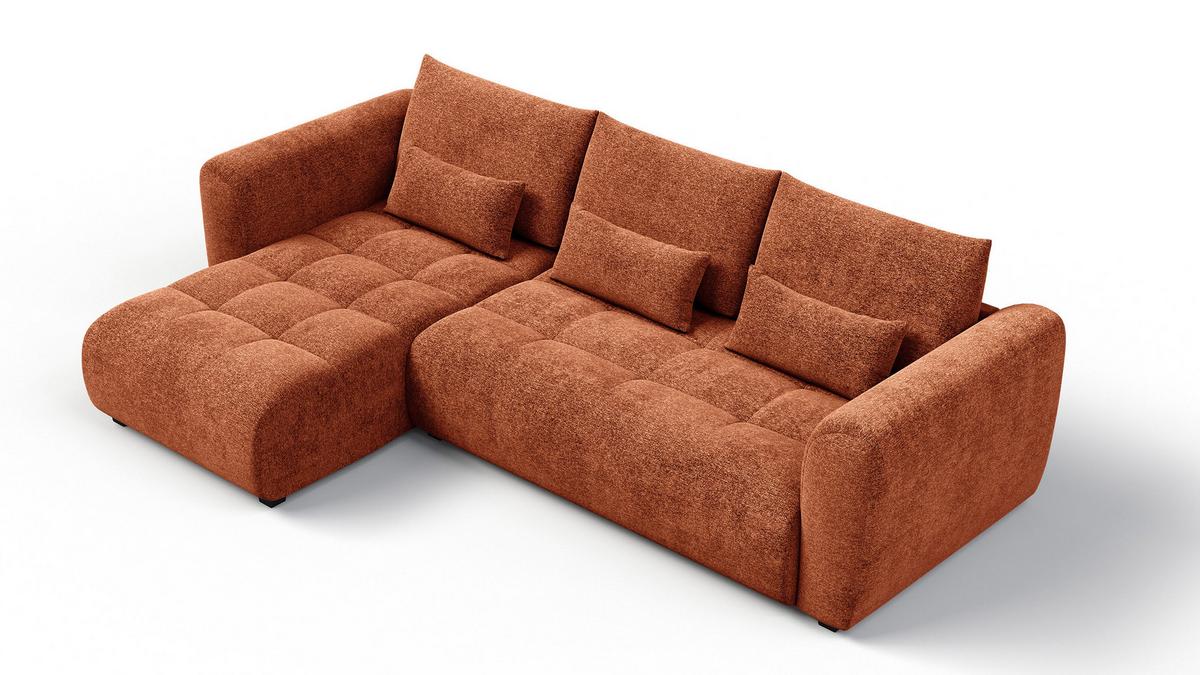 ECKSOFA SORENO 4-Sitzer, orange - Schwarz/Orange, Holz/Textil (293/171cm) - Wozimo