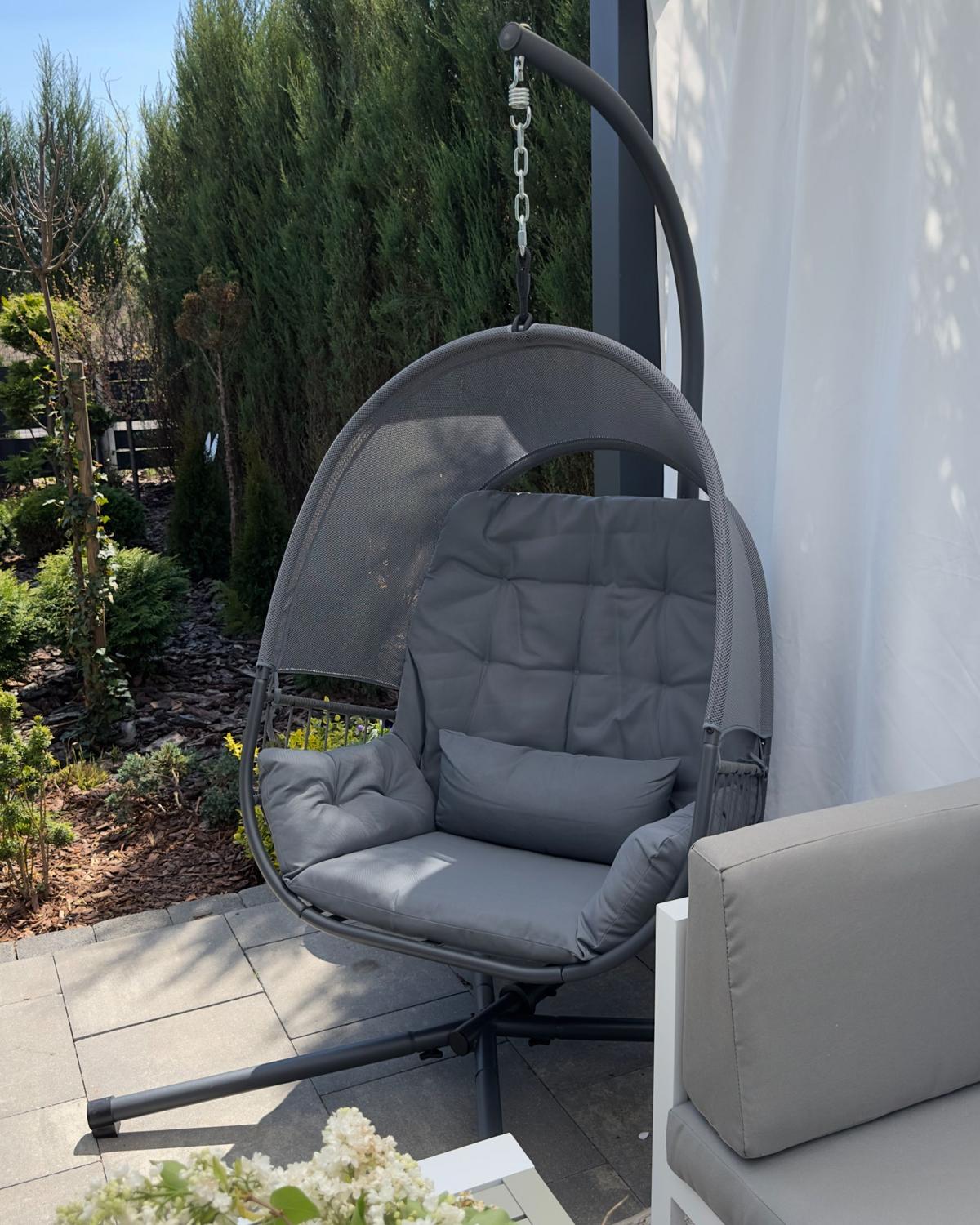 HÄNGESESSEL Grau Alviano - Grau, Textil (98/196/136cm) - Beliani