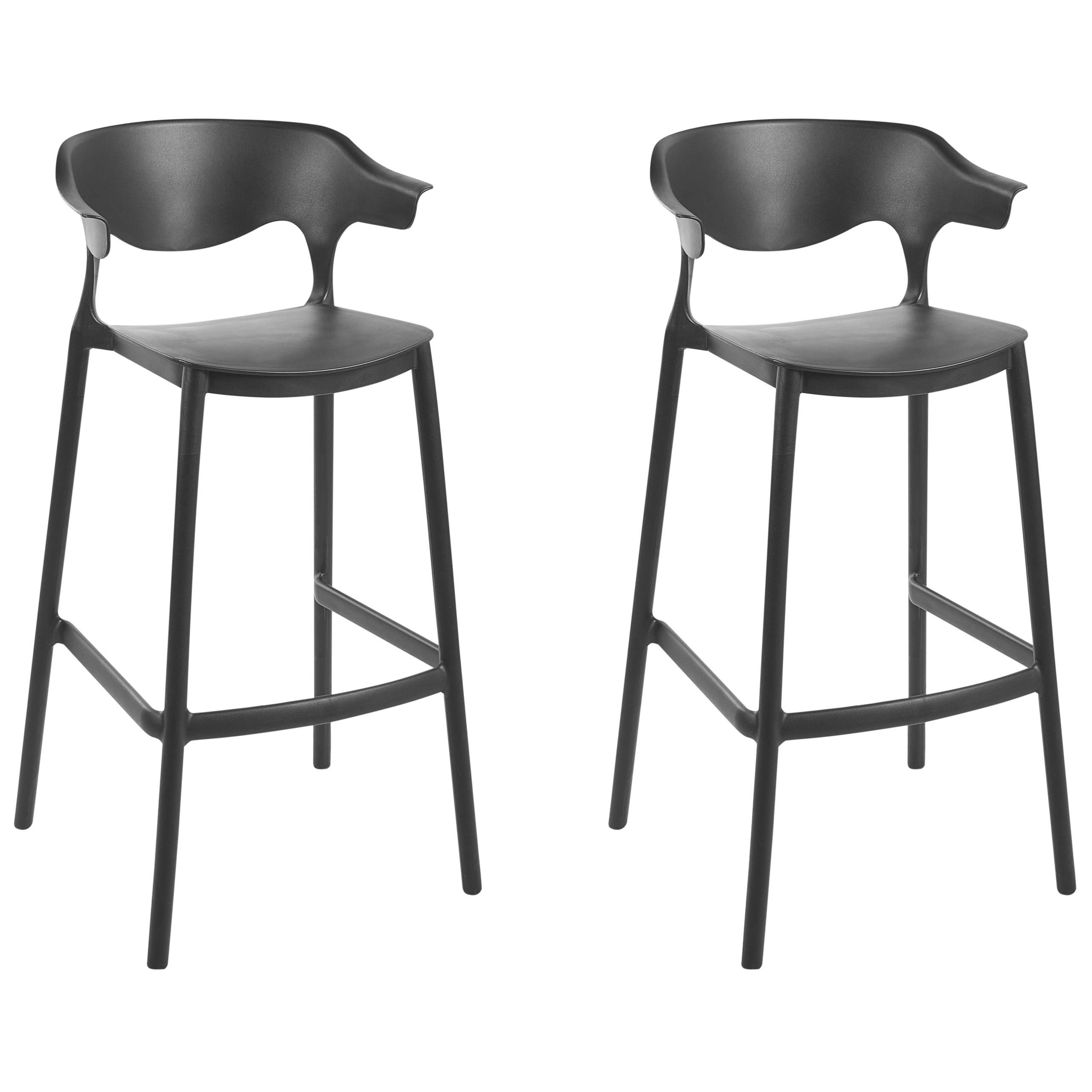 GARTEN-BARHOCKER 2er-Set Schwarz Gubbio - Schwarz, Kunststoff (48/100/48cm) - Beliani